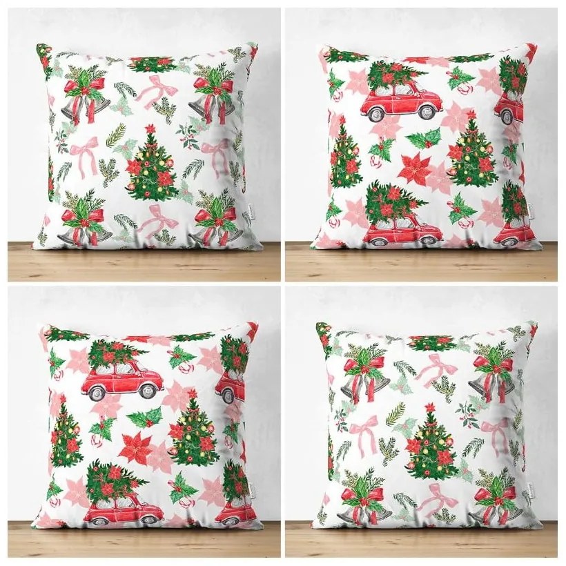 Текстилни калъфки за възглавници с коледен мотив в комплект от 4 броя 43x43 cm - Mila Home