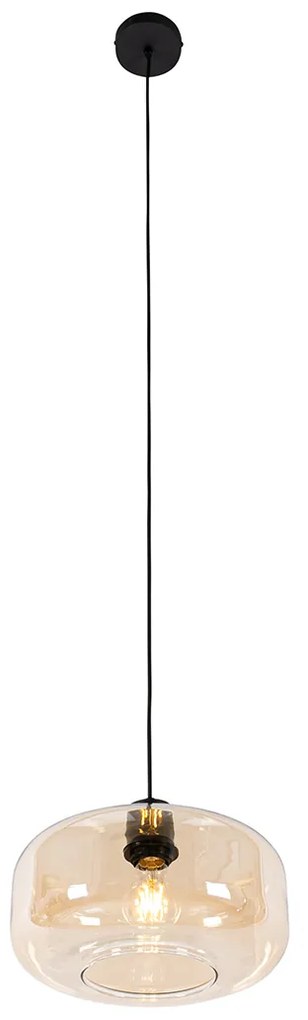 Смарт висяща лампа черна с кехлибарено стъкло, вкл. WiFi A60 - Bizle