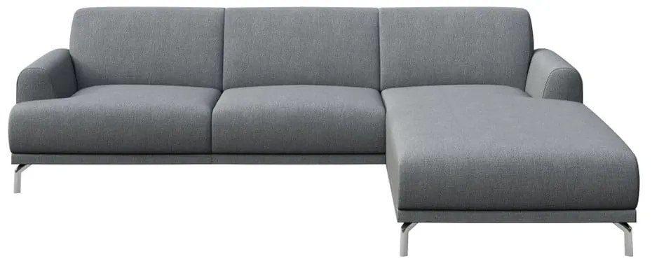 Светлосив ъглов диван, десен ъгъл Puzo - MESONICA