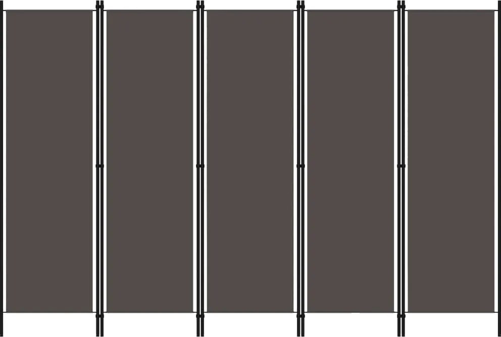 320725 vidaXL Параван за стая, 5 панела, антрацит, 250x180 см