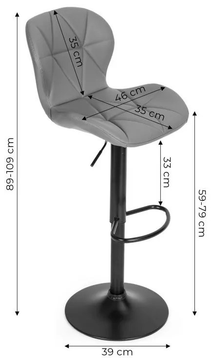 Регулируем на височина въртящ се бар стол с облегалка Черен