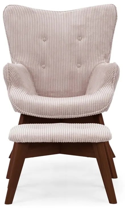 Светлорозов фотьойл с табуретка от рипсено кадифе Niko – Ropez