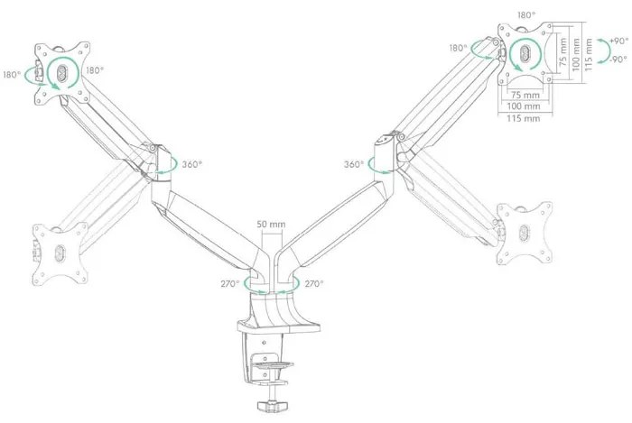 Настолна стойка за 2 компютърни монитора ICY BOX IB-MS504-T