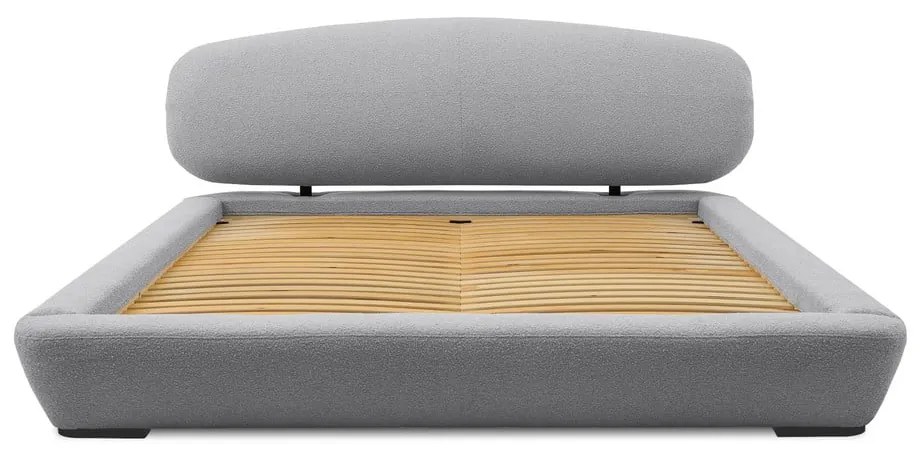 Сиво тапицирано двойно легло с включена подматрачна рамка 160x200 cm Odette – Scandic