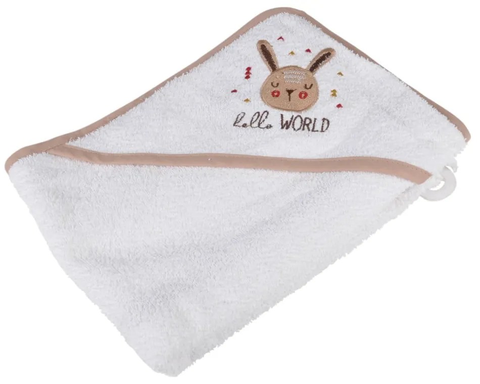 Бяла памучна детска хавлия с качулка 75x75 cm Forest – Bébé Douceur