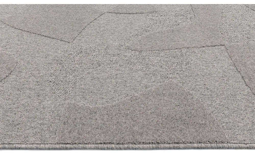 Сив вълнен килим 133x190 cm Morphic Botanica – Agnella