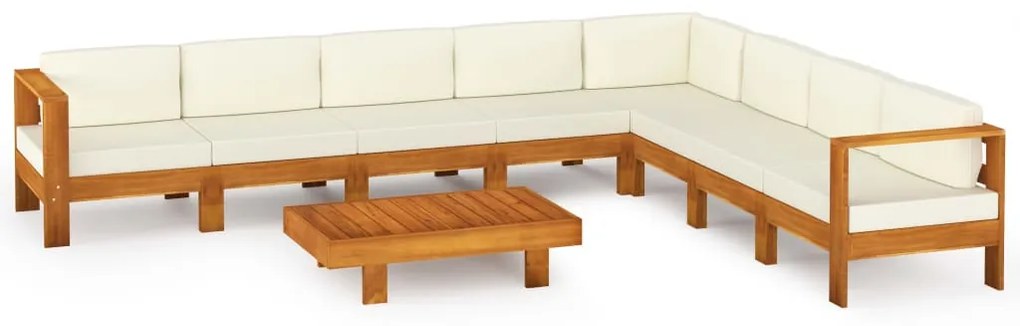 3057943 vidaXL Градински комплект с възглавници, 9 части, 100x60 см, акациево дърво