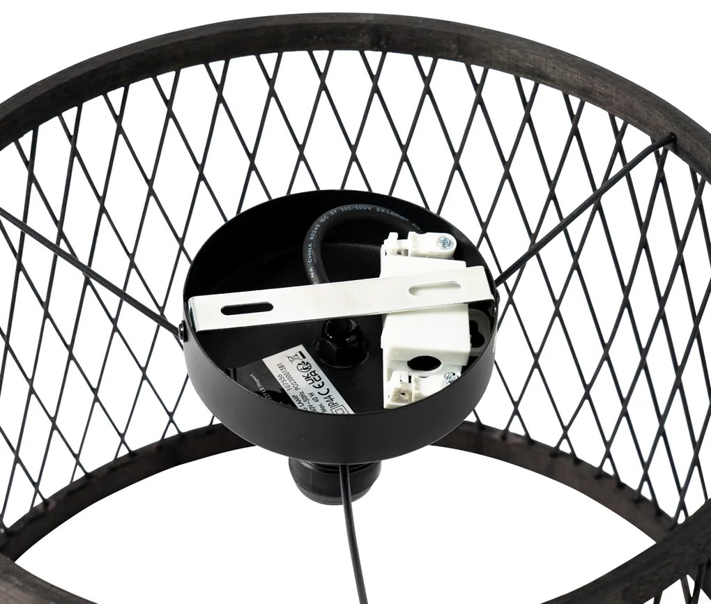 Рустикална таванна лампа черна ратан 40 см IP44 - Calamus