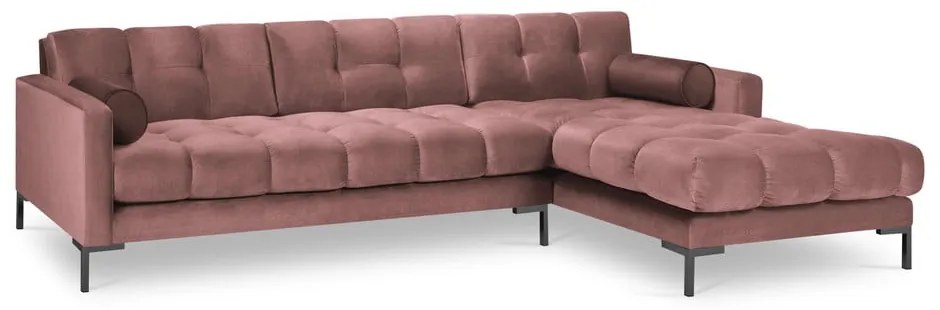 Розов ъглов диван от кадифе , десен ъгъл Bali - Cosmopolitan Design