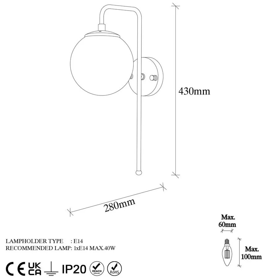 Бяла/в месингов цвят стенна лампа Viran – Opviq lights