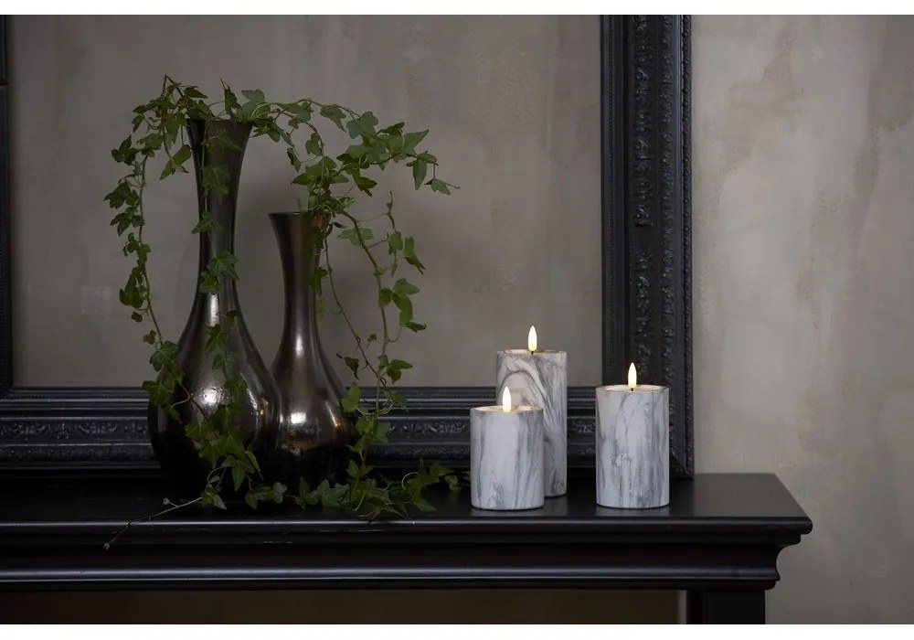 LED свещ от сив и бял бетон, височина 15 см Flamme Marble - Star Trading