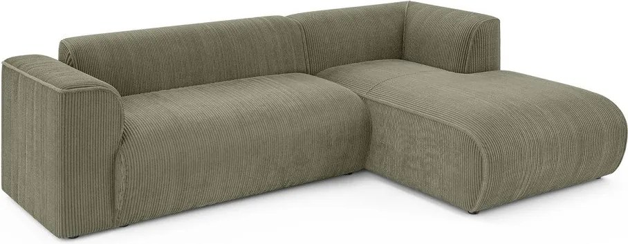 Зелен ъглов диван от рипсено кадифе (десен ъгъл) Merid – Ropez