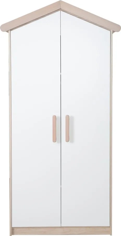 Детски гардероб в дъбов декор в бял и естествен цвят 96x190x50 cm Cabane – Roba