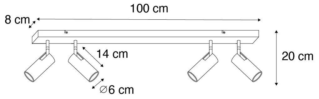 Модерен таванен прожектор черен с бронз 4-светлина регулируем - Renna