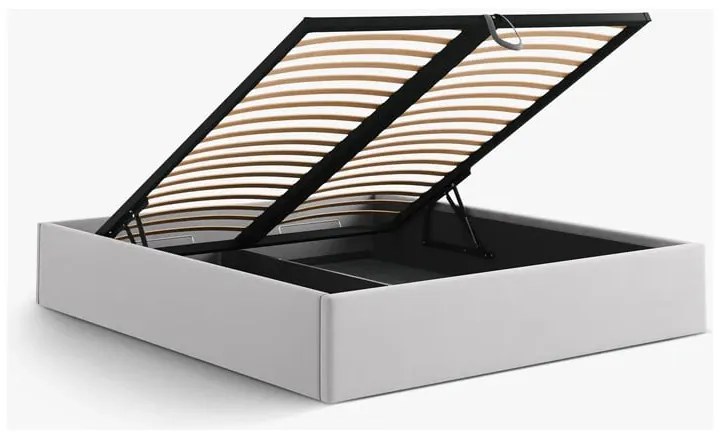 Светлосиво двойно легло 180x200 cm тапицирано с място за съхранение/без табла с включена подматрачна рамка Susan – Micadoni