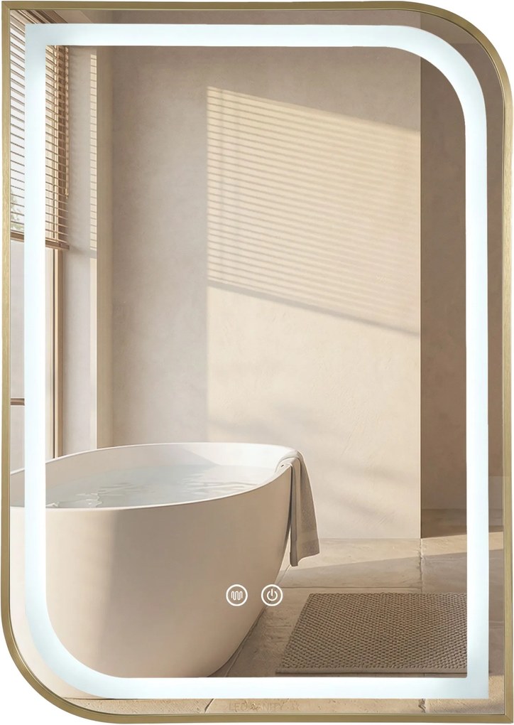 Огледало LED ZONE 70X50 BRUSH GOLD