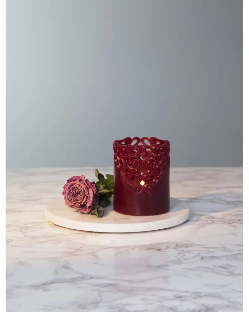 LED свещ от червен восък, височина 10 см Clary - Star Trading