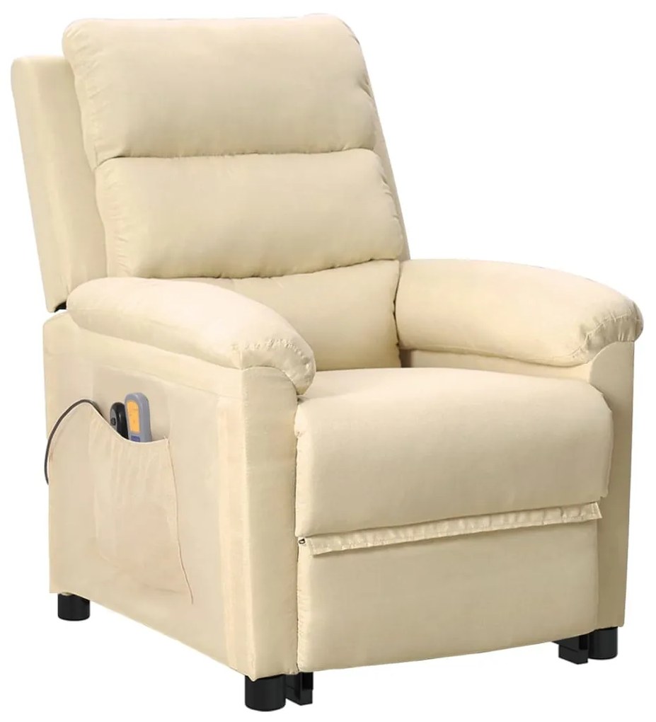 3098278 vidaXL Изправящ масажен стол, кремав, текстил