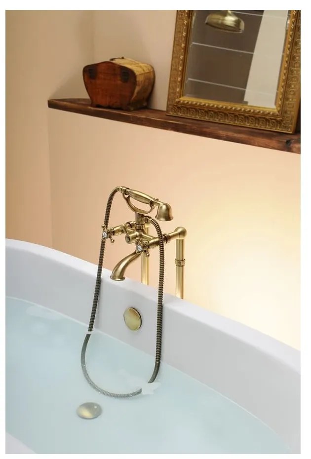 Стенна батерия за вана в лъскаво-сребрист и златист цвят (2 изхода) Antea – Sapho