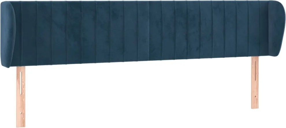 3117440 vidaXL Горна табла за легло с уши, тъмносиня, 163x23x78/88 см, кадифе