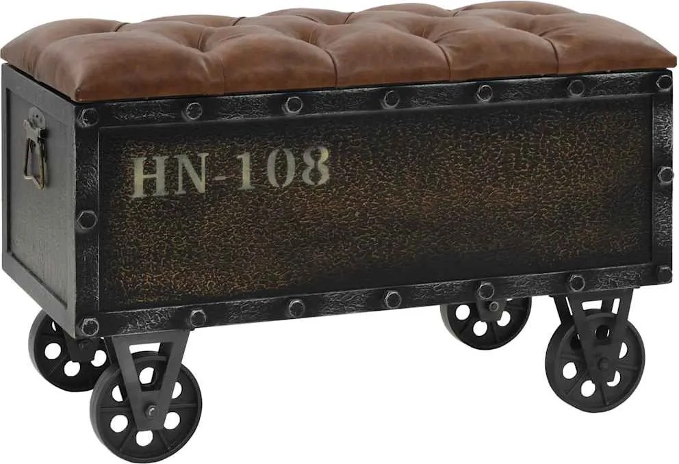 245768 vidaXL Пейка за съхранение дърво масив и изкуствена кожа 80,5x41x50 см