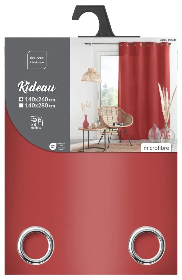 Червено перде от микрофибър 140x260 cm Absolu – douceur d'intérieur