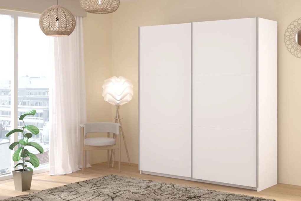 Гардероб Lynch с плъзгащи врати-Бял - Дължина: 180 см