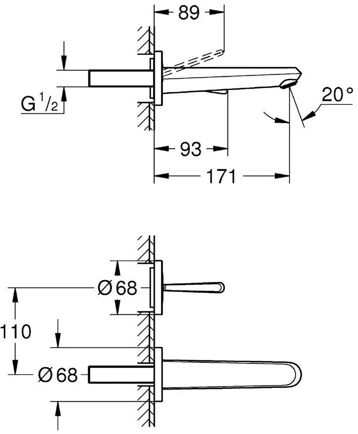 Тоалетна стенен кран Grohe Euпрътisc Joy Cosmopolitan-Length 17 cm.