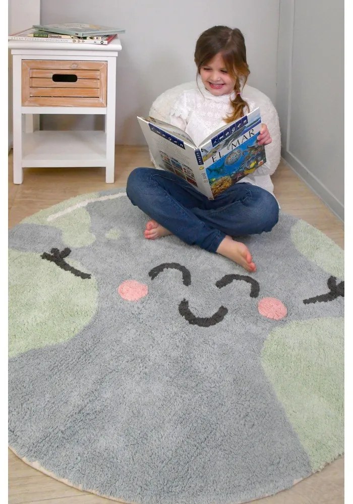 Син ръчно изработен памучен детски килим подходящ за пране ø100 cm Big Big World – Lorena Canals