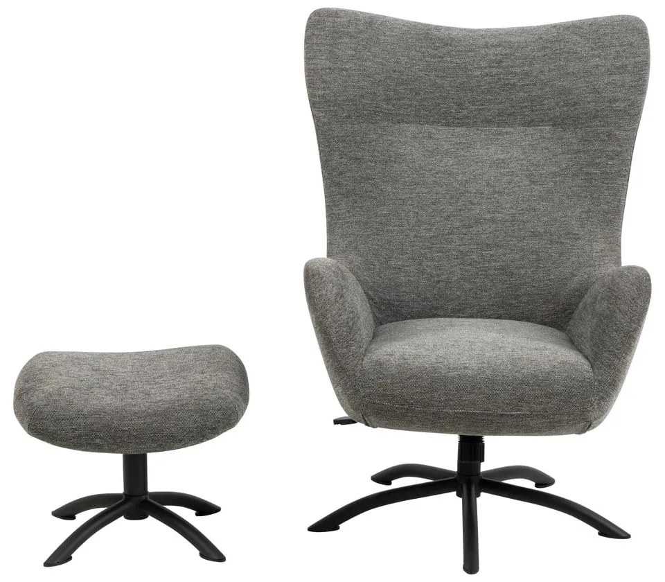 Антрацитно сив комплект от ухо и табуретка за крака Talgarth - Actona