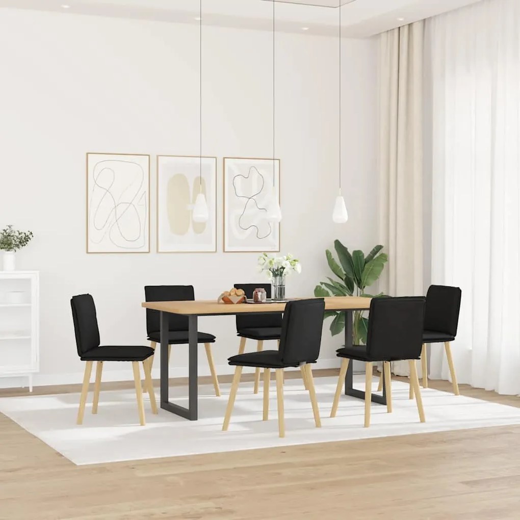 3315627 vidaXL Трапезни столове, 6 бр, черни, текстил