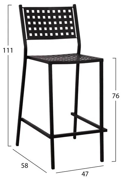Метален бар стол Зета HM5528.01 черен цвят