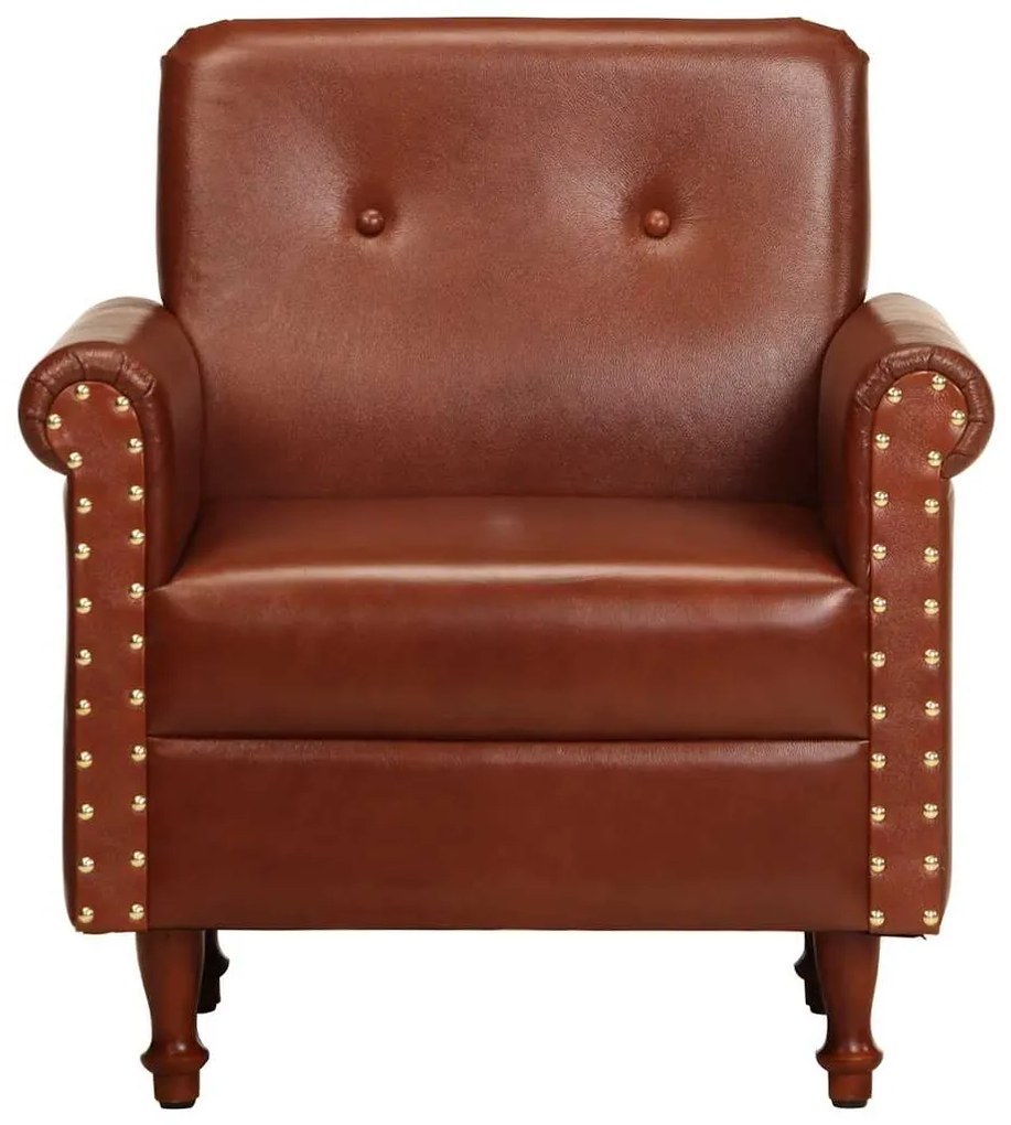 320778 vidaXL Фотьойл, кафяв, естествена кожа