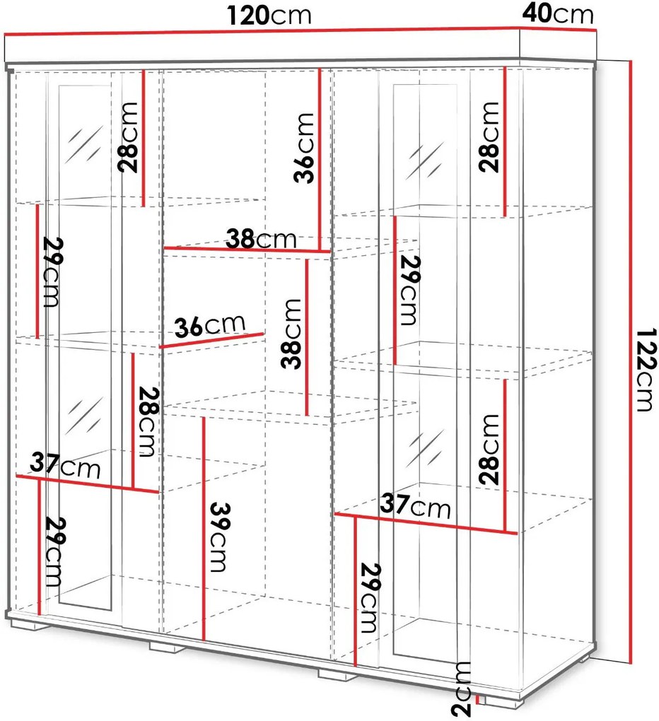 Витрина Каро HB 120-естествен-бял лъскав