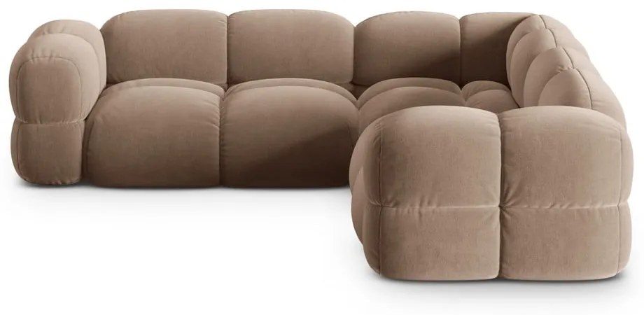 Кафяв кадифен ъглов диван Loretto – Cosmopolitan Design