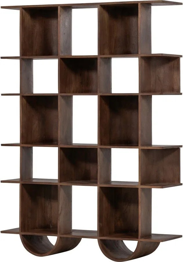 Тъмнокафява библиотека от масивно манго 130x180x35 cm Sinne – WOOOD