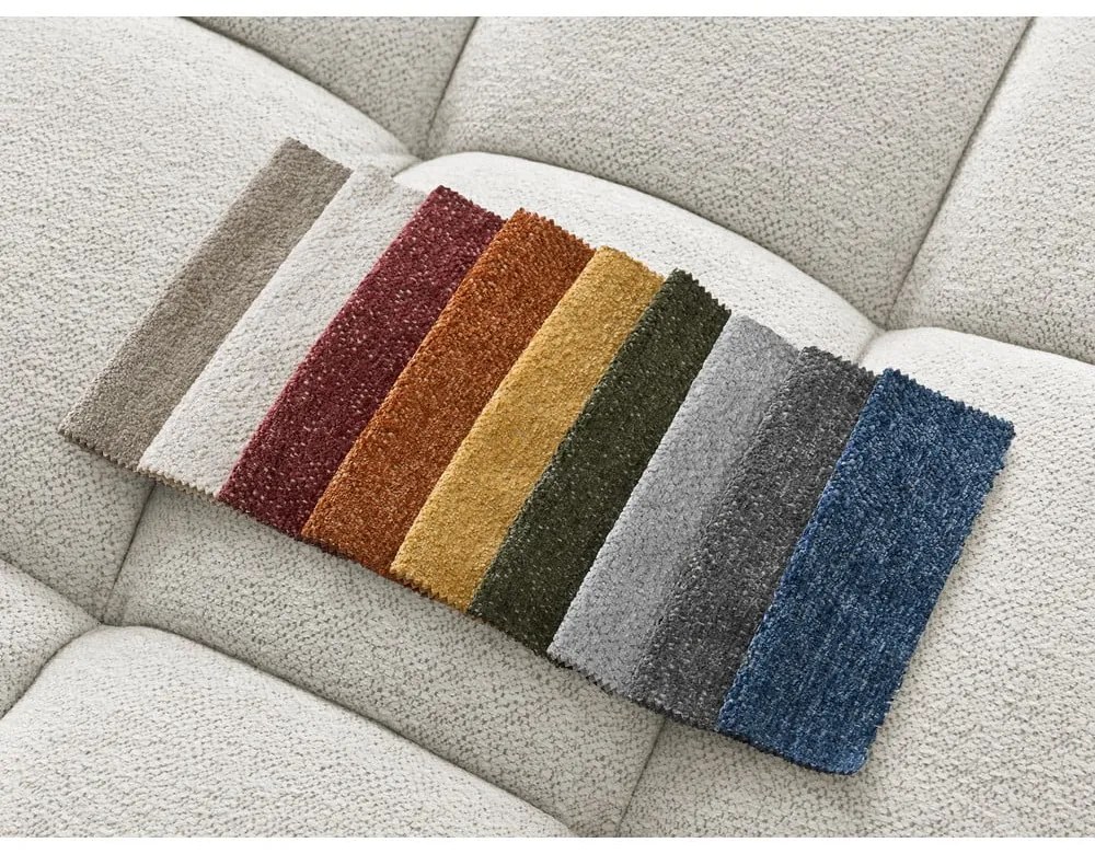 Бял шенилов сгъваем/с място за съхранение ъглов диван (ляв ъгъл) Everest – Bobochic Paris