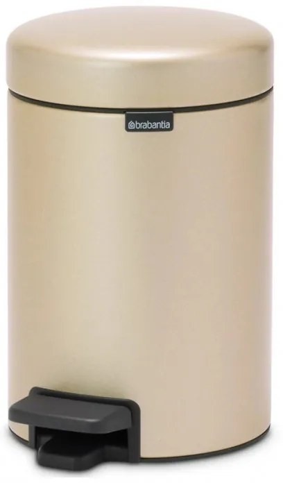 Кош за боклук с педал Brabantia NewIcon 1003195, 3 л, Плавно затваряне, Противоплъзгаща основа, Златен металик