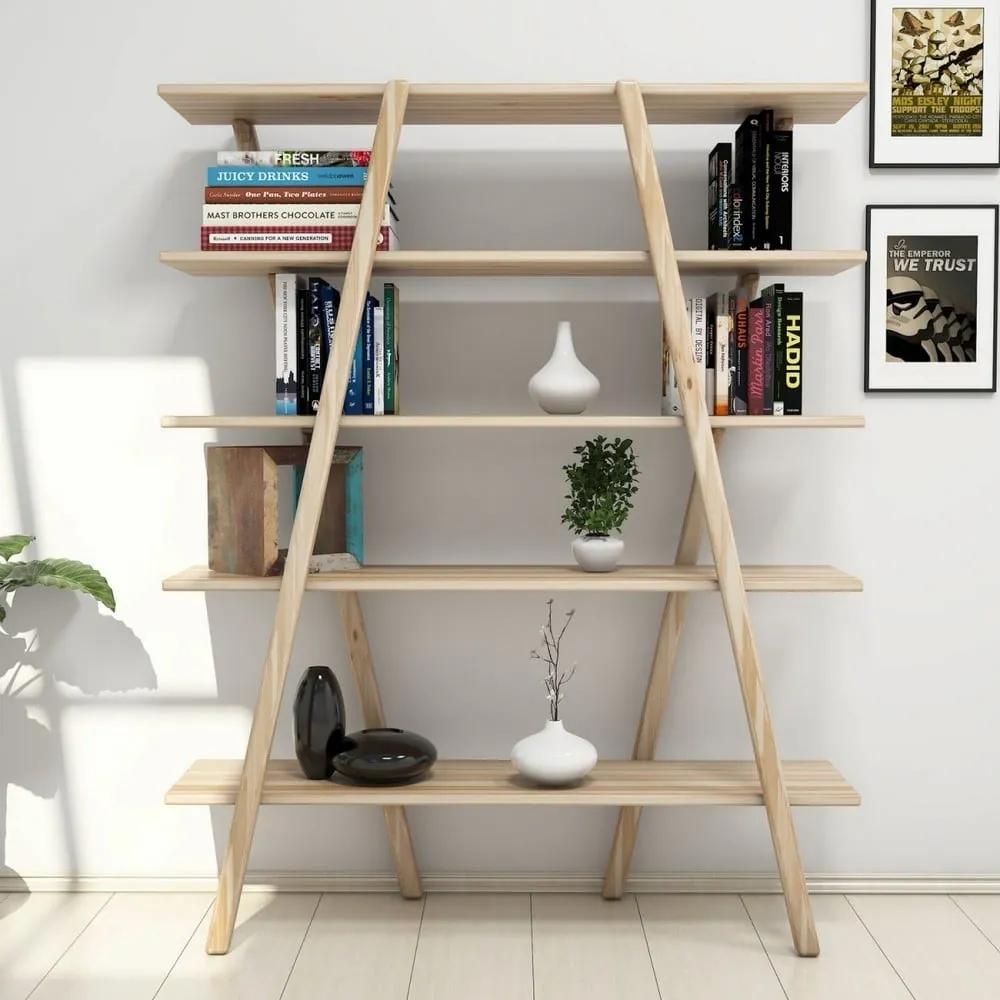 Етажерка за книги от борова дървесина в естествен цвят 120x148 cm Perla - Kalune Design