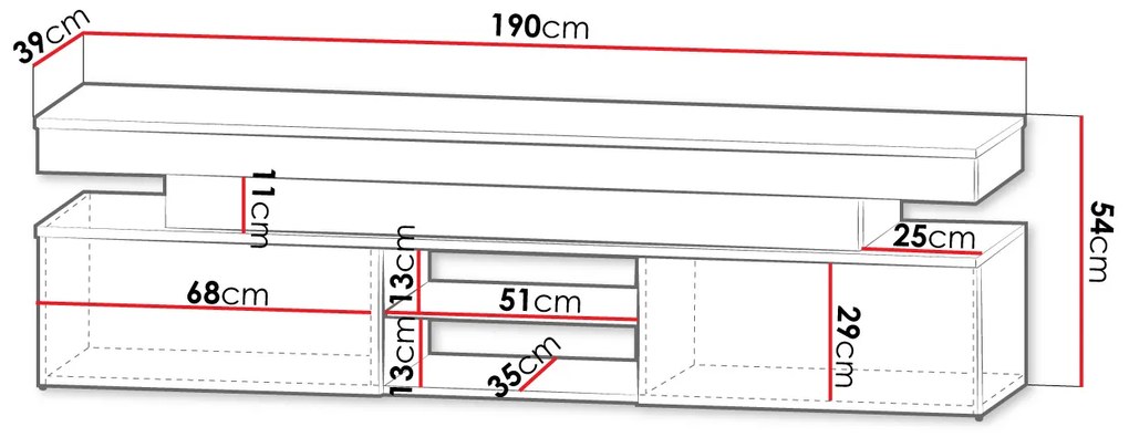 TV шкаф Glossa 2D 190 със LED-Mauro gualistero