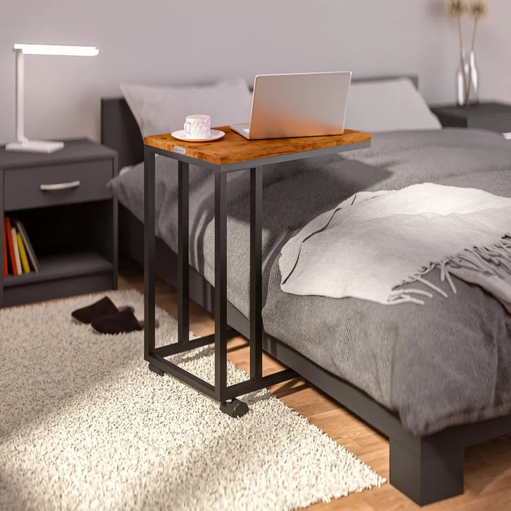 Странична масичка с WPC плоскост - 65,5 x 50 x 40 cm Черен