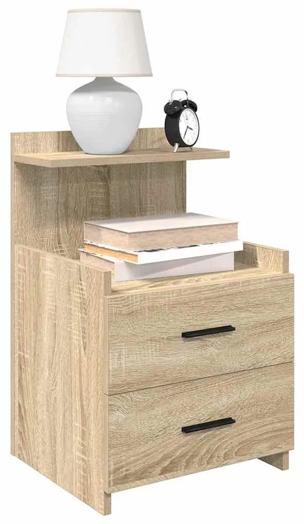 858637 vidaXL Нощни шкафчета, 2 бр. с 2 чекмеджета, дъб Сонома, 40x36,5x62 см