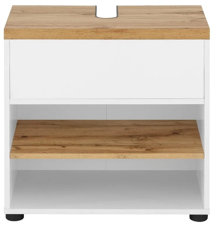 Бял шкаф за мивка от декор от дъб 60x57 cm Thessa – Støraa