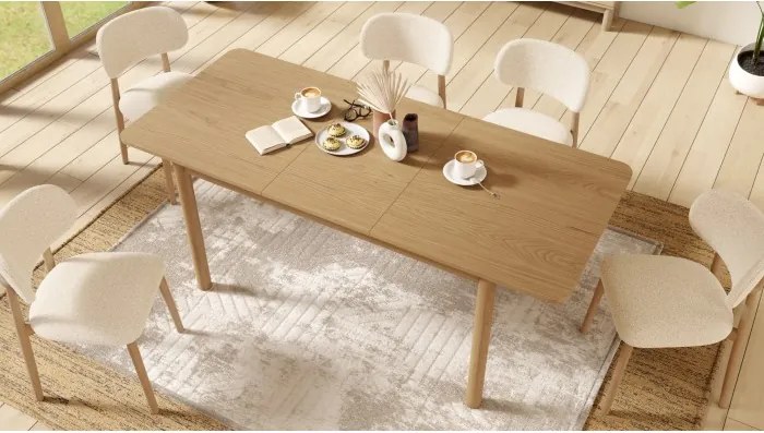 АЛMО Кремаво (тъкан Монза 90)/рамка лакиран дъб - ДЪРВЕН СТОЛ БУКЛЕ ЗА ДНЕВНА, ТРАПЕЗАРИЯ, КУХНЯ РЕТРО