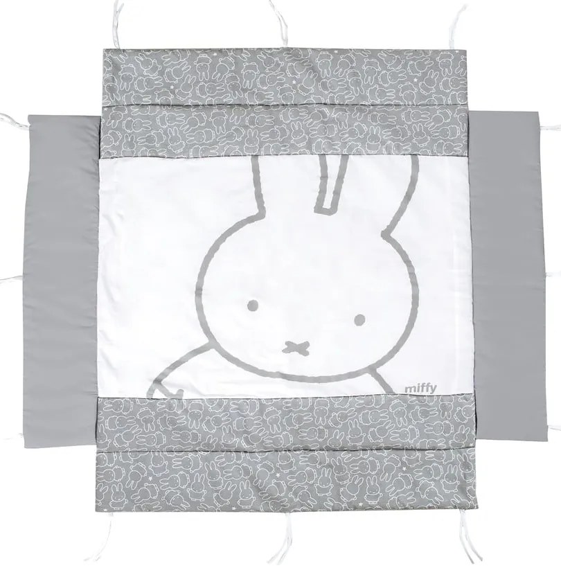 Бял/сив калъф за матрак за детско легло със смес от памук 96 cm Miffy – Roba