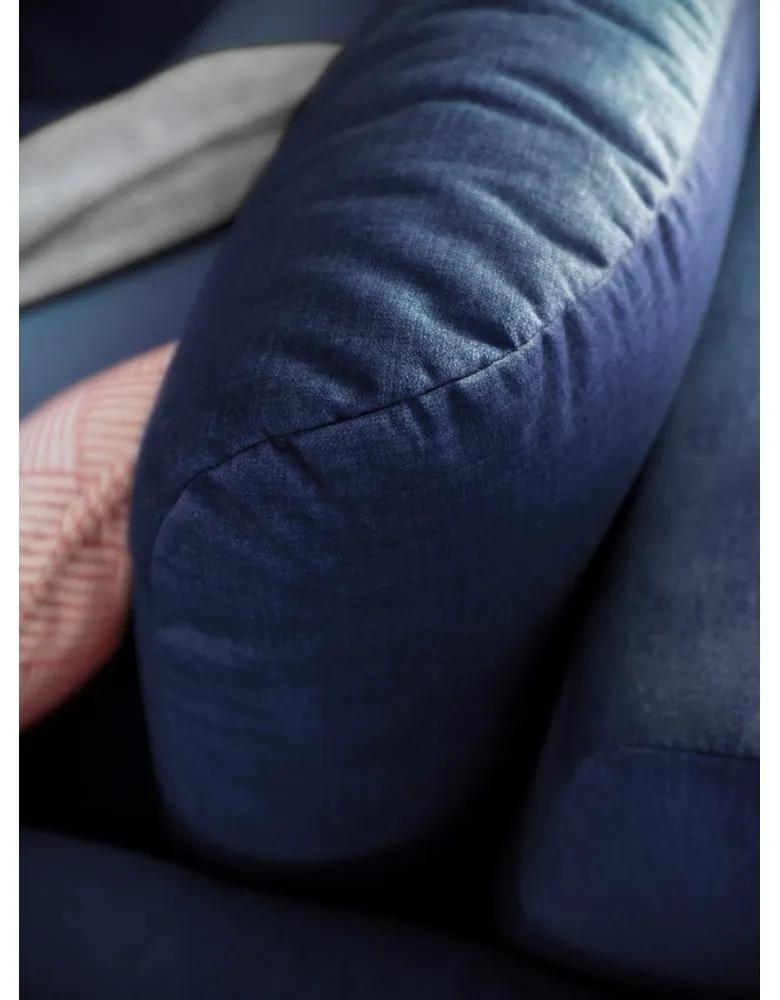 Морскосиньо кадифено ъглов диван с подложка за крака, ляв ъгъл Cosy Claire - Miuform