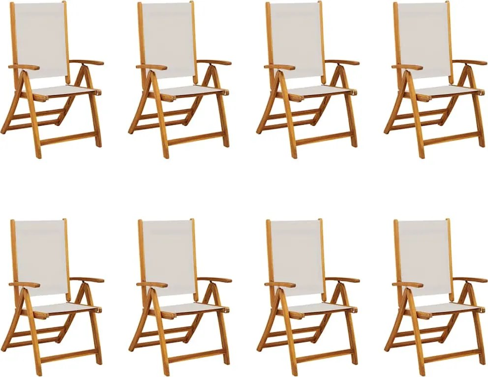 3279240 vidaXL Сгъваеми градински столове, 8 бр, акация масив и textilene