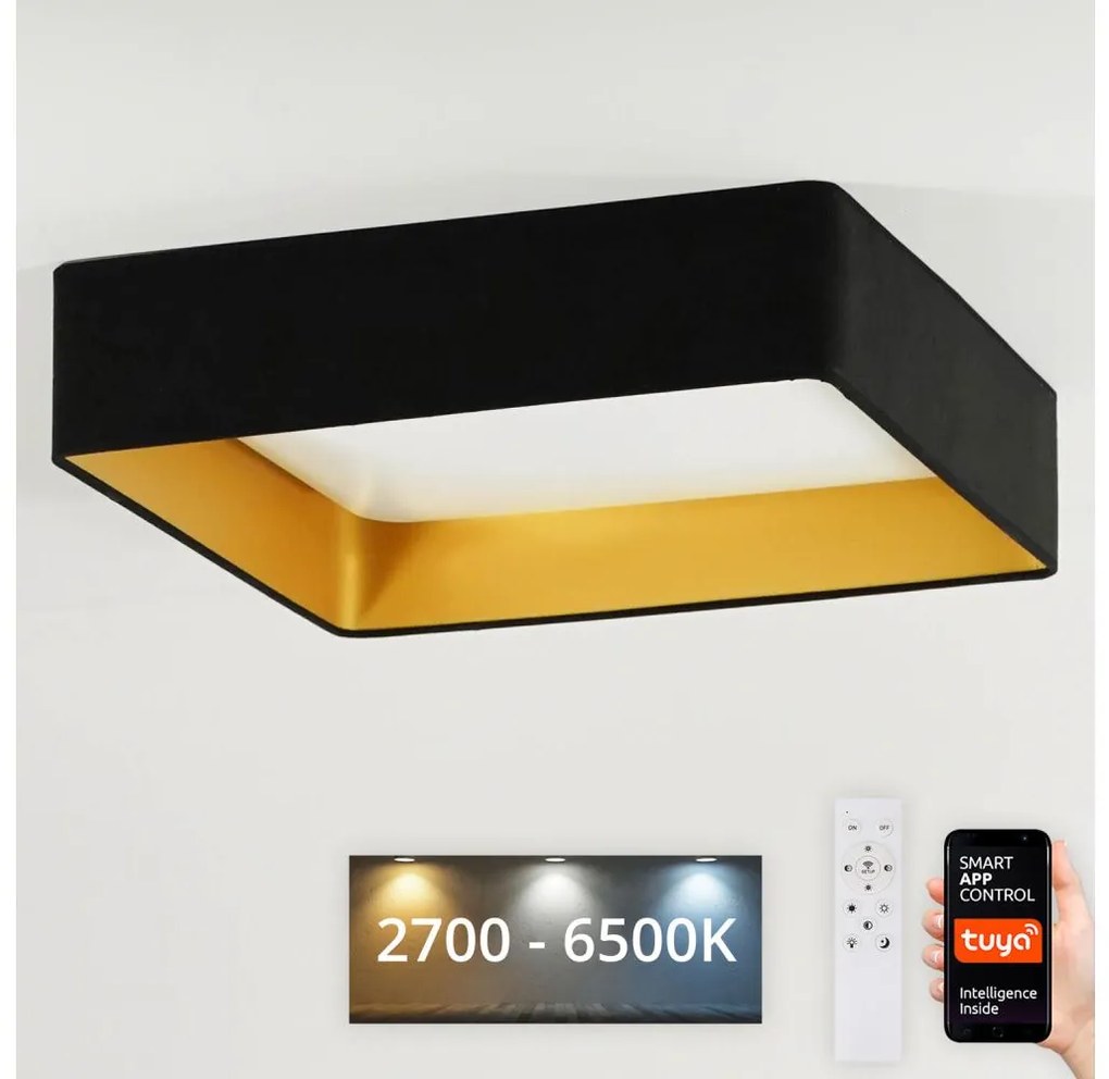 Brilagi-LED Димируемо осветително тяло VELVET SQUARE LED/36W/230V Wi-Fi Tuya+ДУ черно