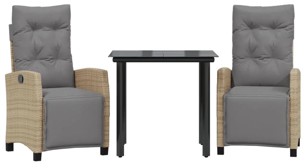 3213023 vidaXL Градински комплект с възглавници 3 части бежов микс полиратан