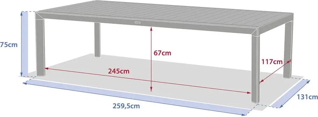 Градинска маса Hesperide Evasion, 12 места - Графит